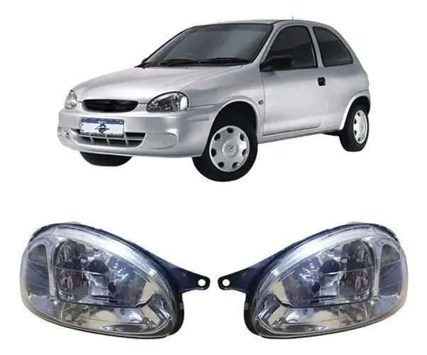 Par Farol Corsa Carcaça Preta Cromado 1994 A 2010 Ambos Lados