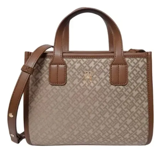 Bolsa Transversal Tommy Hilfiger Com Alça Dupla Marrom Marrom-claro Logo Marrom