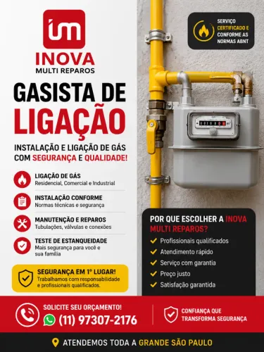 Gasista Certificado SENAI | Ligação de Gás | Melhor Preço | WhatsApp *
