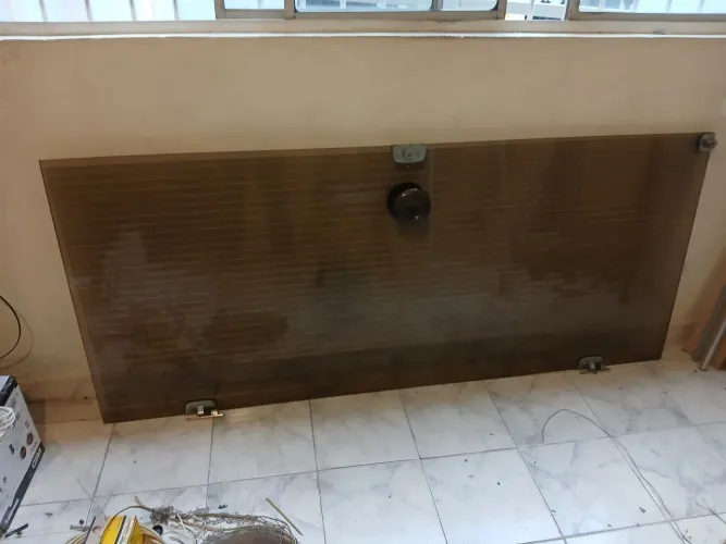 Porta de vidro canelado fume completa so instalar