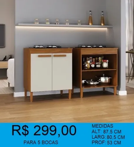 Balcão para Cooktop para 5 bocas 