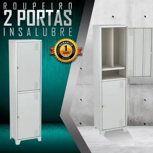 Roupeiro de Aço Insalubre NR-18 2 Portas | Entrega Grátis RJ
