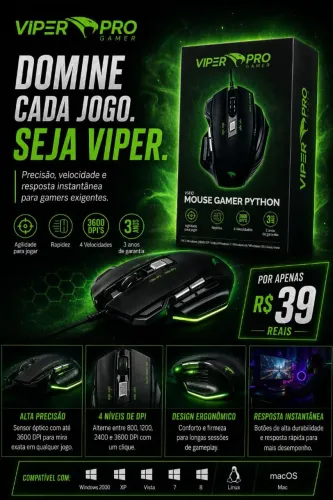 MOUSE GAMER NOVO VIPER PRO