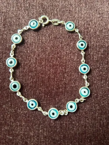 Pulseira em Prata 925 olho grego azul 