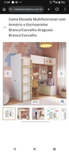 Cama elevada multifuncional com escrivaninha e guarda-roupa