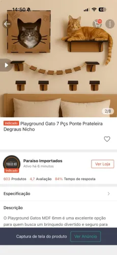 playground gato 7 peças ponte prateleira degraus nicho