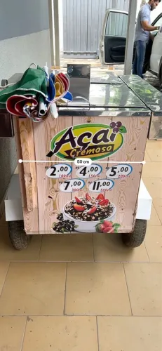 Carrinho de açaí com 5 compartimentos para add