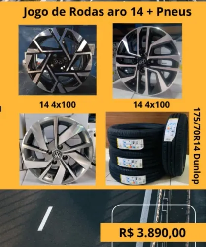 JG de rodas aro 14 + 175/70R14 Dunlop - R$ 3.890,00
