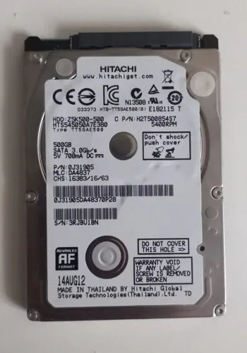 HD Hitachi 500GB - 100% de Saúde