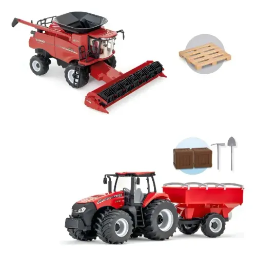Brinquedo Kit Colheitadeira Axial-flow +trator Magnum Graneleiro Case Novo na Caixa