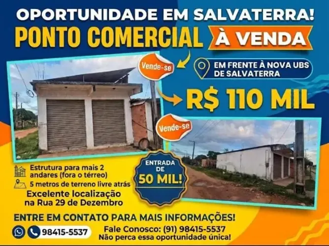 Ponto comercial em Salvaterra, lajotado e forrado