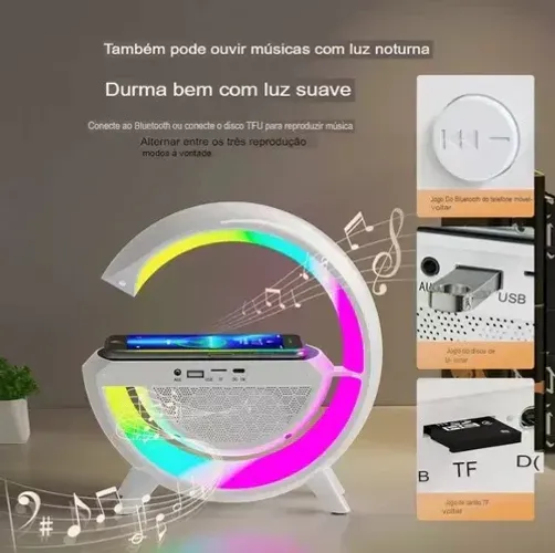 Luminária G com carregador de indução e som (entregamos)