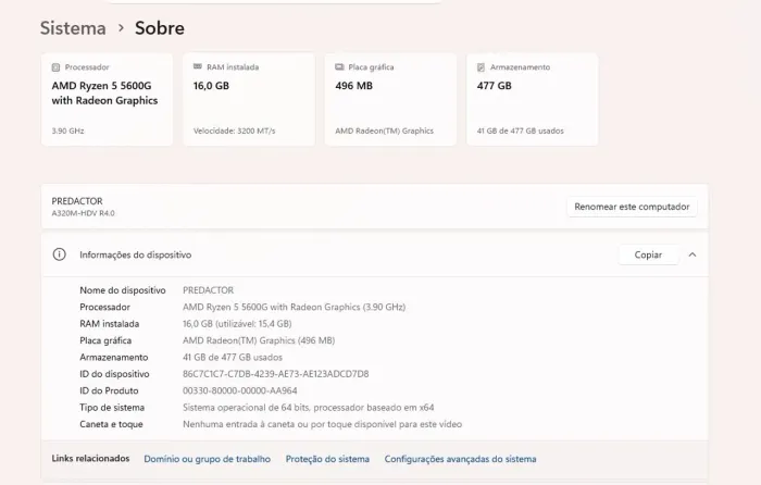 PC GAMER RYZEN 5 5600G