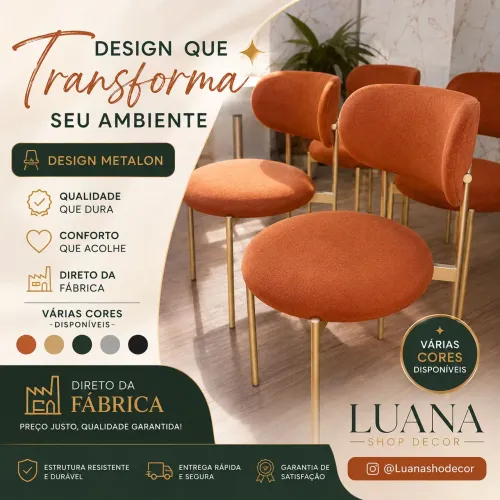 Cadeiras de Jantar Metalon Luxo - Direto da Fábrica 