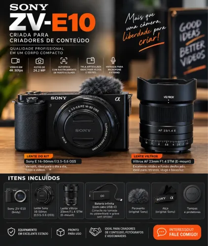 Sony ZV-E10 com 2 lentes