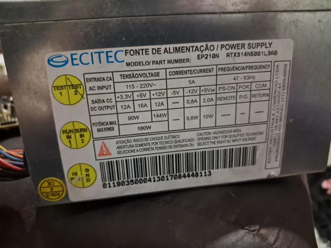 Fonte ECITEC EP210N ATX314SN5001L390
