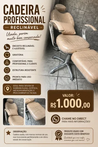 Cadeira profissional reclinável 