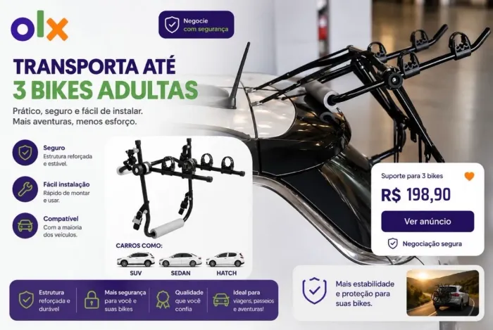 Sua Bike Vai com Você! Transbike Metalline para 2 Bicicletas