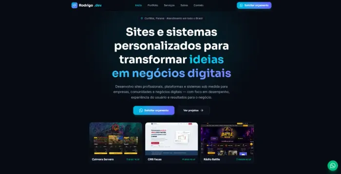 Criação de sites e sistemas em Curitiba | Orçamento no WhatsApp