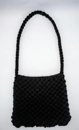 Bolsa Shoulder Bag Macramê Artesanal Preta