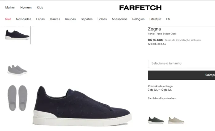 Zegna Tênis Triple Stitch Oasi camurça 