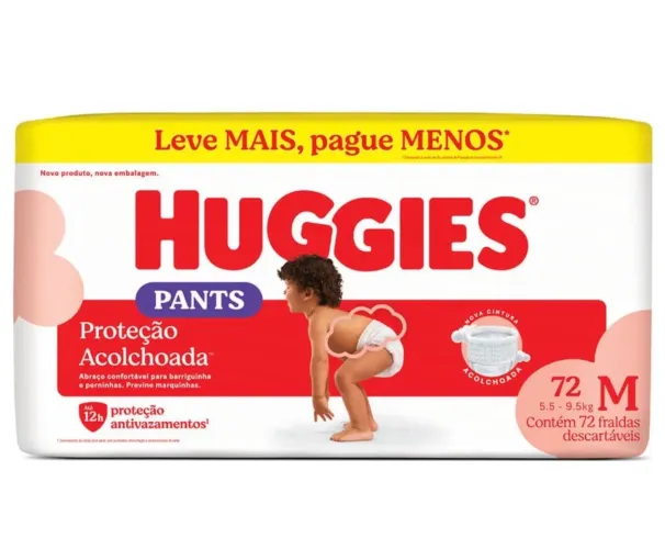Fralda Huggies Descartável Proteção Acolchoada Tamanho M 72 Unidades