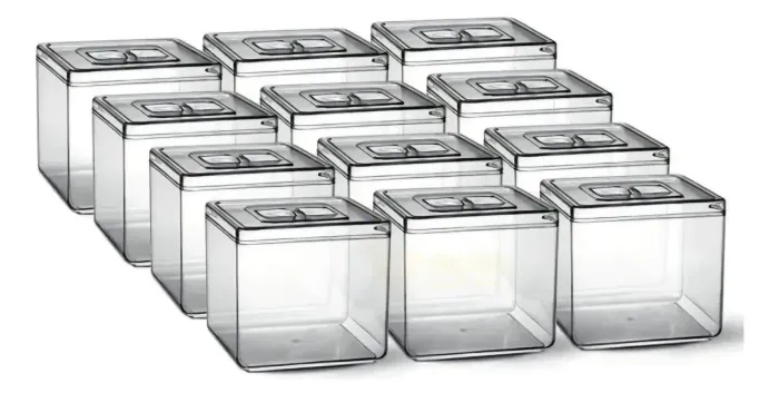 12 Pote Transparente P/ Granel Cereal Alimento 6,51 Quadrado