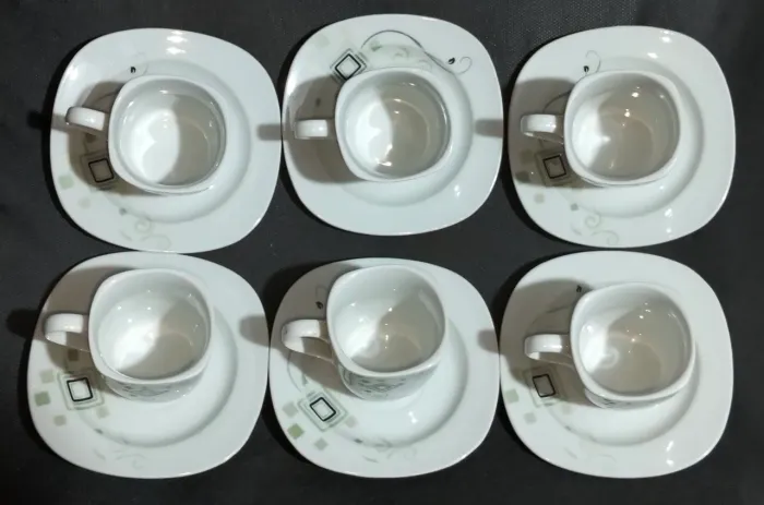 Jogo de 6 Xícaras de Café Sieger Porcelana - Linha Design Quadrada
