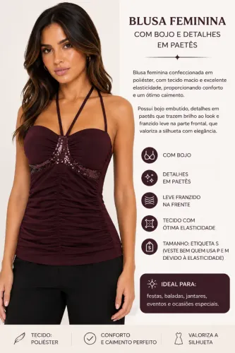 NOVA Blusa/top com boj e detalhes em sequin nunca usada