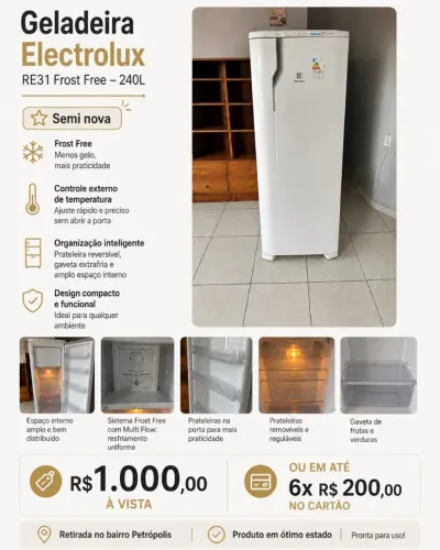 Geladeira Electrolux Frost Free 240L