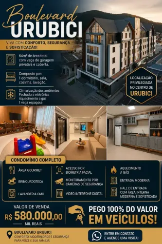 Apartamento 1 Dormitório e Garagem Coberta no Boulevard Urubici