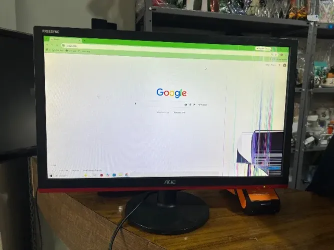 Monitor Gamer Aoc Led Full Hd Preto E Vermelho 75hz 21.5 Tela Quebrada