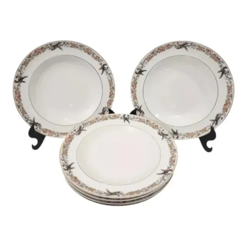 6 Pratos Fundos Sopa Porcelana Vista Alegre Ave Do Paraíso