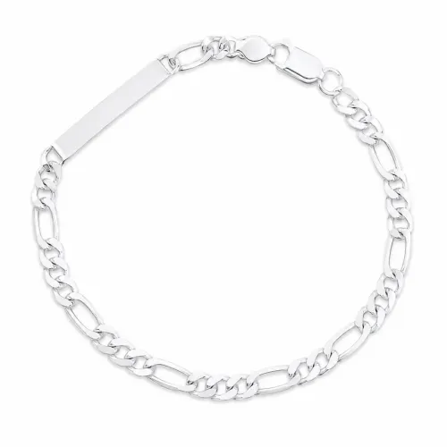 Pulseira prata 925 legítima 5mm placa de gravação 3x1