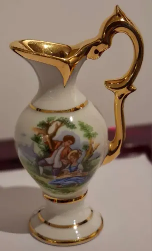 Miniatura de porcelana Limoges para decoração de casa de bonecas - Jarra