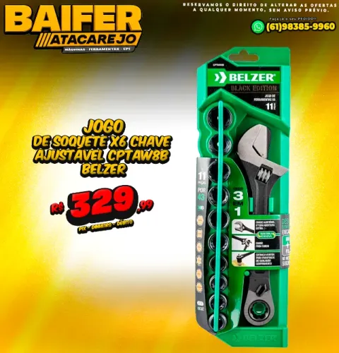 Jogo de Soquete X6 Chave Ajustável CPTAW8B Belzer