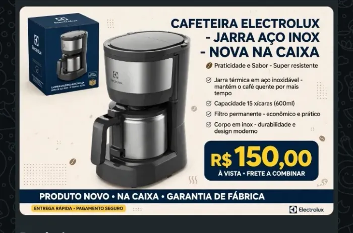 ? CAFETEIRA ELECTROLUX JARRA AÇO INOX - NOVA NA CAIXA