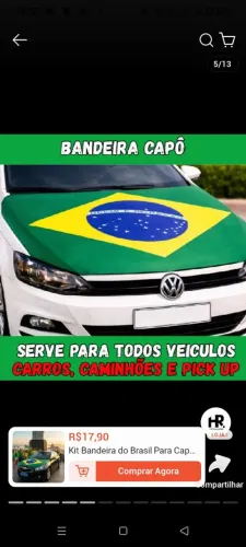 Bandeira do Brasil para capo de carro 