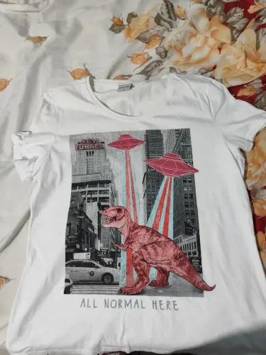 Blusa feminina branca de dinossauro