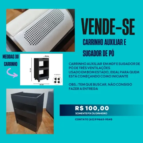 Carrinho auxiliar e sugador de pó