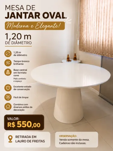 Mesa em laca redonda