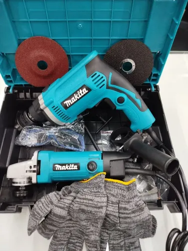 Kit furadeira e parafusadeira impacto e lixadeira Esmerilhadeira Makita