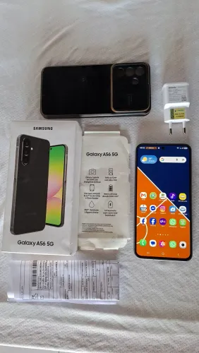 Samsung A56 Na Caixa 256Gbs 8Gbs ram Chip 5G capa Carregador e Nota F. 1ano e 4M de uso