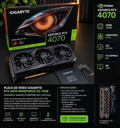 RTX 4070 12GB GIGABYTE WINDFORCE TRIPLE FAN