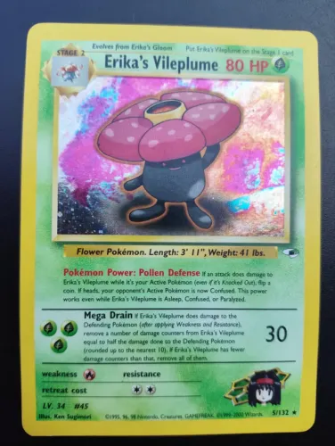 Carta Pokémon TCG Erika's Vileplume 5/132 - Gym Heroes (Inglês / 2000)