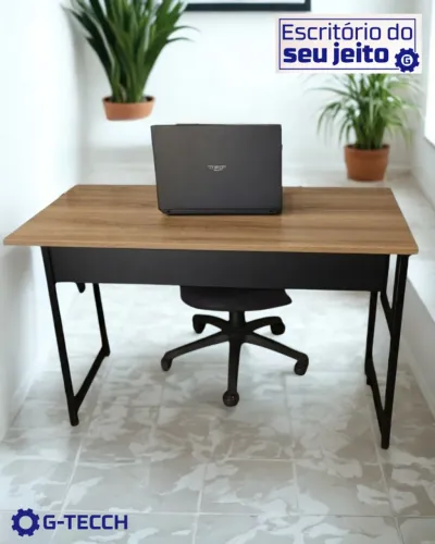 Mesa de Escritório REFORÇADA Amadeirada 1,1m NOVA Industrial Multiuso Notebook Gamer Birô