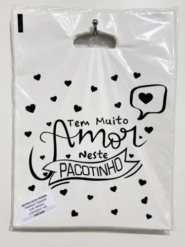 Sacolas boca de palhaço com várias frases e tamanhos