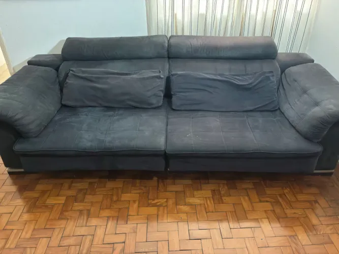 Sofá Retrátil 2 Lugares Grande 2,10 m - Cinza