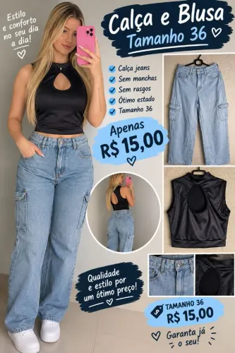 Calça jeans feminina e cropped