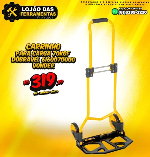 Carrinho Para Carga 70Kgf Dobrável 6160070000 Vonder